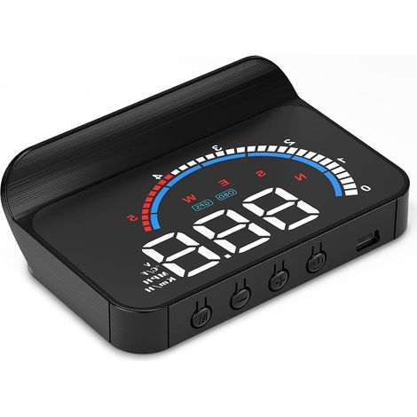 Affichage tête haute (HUD) encastré avec fonctionnalités OBD2 et GPS, incluant un compteur de vitesse (km/h et mph), compatible avec tous les modèles de véhicules. (1/5)