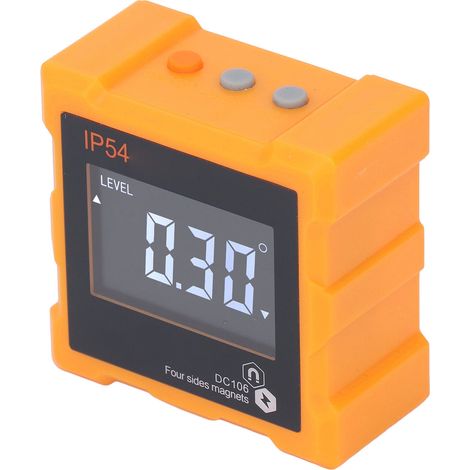Niveau d'eau numérique IP54 4x90° avec écran LCD, inclinomètre magnétique 360° pour 4 côtés, batterie 1300mAh, orange (1/5)
