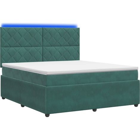 Maison Exclusive - Letto Box Spring LED con Materasso Verde Scuro 140 x 190 cm (1/5)