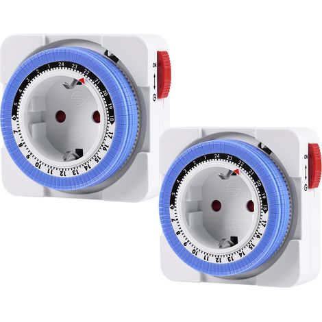 Temporizador mecánico, enchufe temporizador de 2 piezas, enchufe mecánico programable para interiores, interruptor de tiempo mecánico para enchufe, temporizador de 24 horas, temporizador de intervalo 