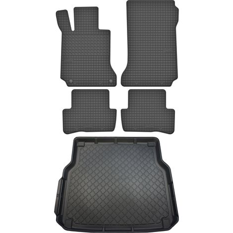 Juego de alfombrillas de goma para coche y alfombrilla para maletero para Mercedes Clase C W204 familiar (diciembre de 2007 a septiembre de 2014).