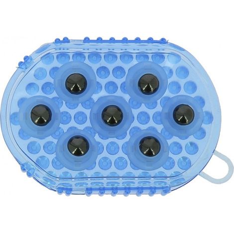 Gant double face étrille et massage bleu (1/2)