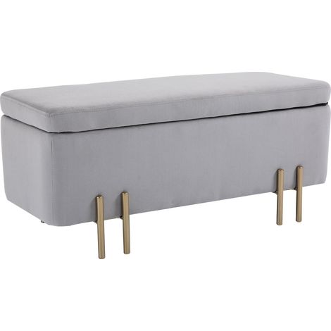 Banc de rangement rembourré pour salon et chambre, 100 x 40 x 42 cm, gris avec assise confortable et rangement intérieur facile à assembler avec instructions incluses