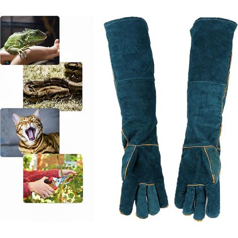 60 cm lange, bissfeste Lederhandschuhe, geeignet für Schweißarbeiten, Gartenarbeit und den Umgang mit Tieren (Hunden, Katzen, Reptilien). (1/5)