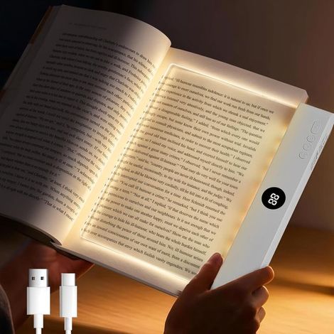 Luce da lettura per libri,luce da lettura per libri ricaricabile tramite USB,3 livelli di luminosità regolabili con funzione timer,Nero (1/5)