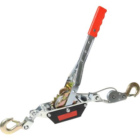2-ton (4,400 lb) capacity hand winch with 7-foot steel cable heavy-duty tool featuring a dual-gear and dual-hook design. (1/4)