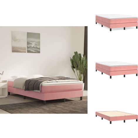 Boxspringbett mit Matratze Rosa 120x200 cm Samt - Samtbett - Boxspringbett - Doppelbett - Rosa Bett - Schlafzimmer Dekoration (1/5)