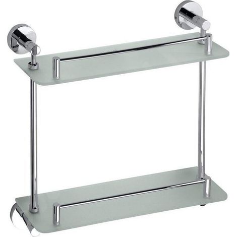 Sapho X-Round - Tablette murale double, longeur 400 mm, verre/chrome XR602