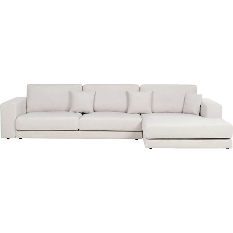 Corner Sofa 4 Seater LOFOTEN Fabric Off-White Left Hand