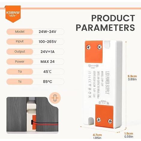 Transformer 220V 24V LED Power Supply 24W Voltage Converter 220V AC to 24V DC Adapter Constant Voltage Driver for LED Strips (1/4)