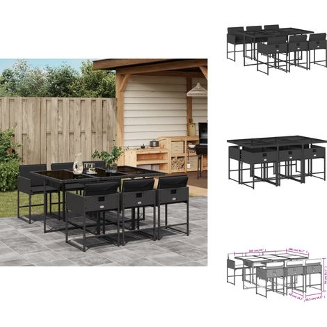 Ensemble à manger de jardin coussins 7pcs Noir Résine tressée - Ensemble De Salle À Manger De Jardin - Ensembles De Salle À Manger De Jardin - Ensemble De Salle À Manger D'extérieur - Ensemble De Sall (1/5)