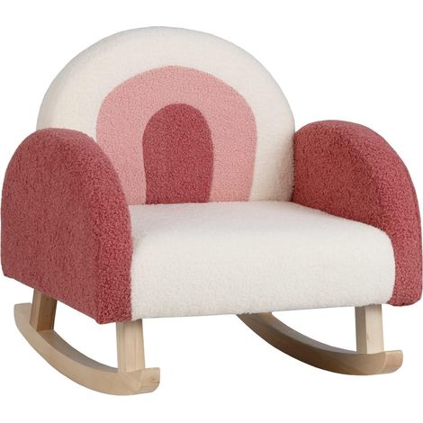 Costway – Fauteuil à bascule enfant en peluche – Design ergonomique avec pieds en bois de peuplier – Capacité 50 kg – Pour enfants de 3 à 5 ans (1/5)