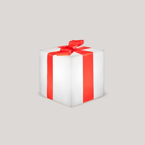 GIFTY 32 Beleuchteter Würfel. Weihnachtsdekoration in Form eines Geschenks. Solaraufladung und wiederaufladbare Batterie. RGB-Licht mit Fernsteuerung. Hergestellt aus Polyethylen in Spanien (1/4)