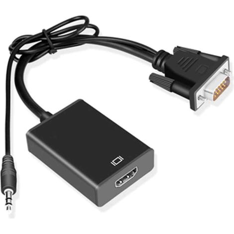 Câble Adaptateur Convertisseur VGA mâle Vers HDMI Femelle Sortie 1080 P HD+Audio TV AV HDTV