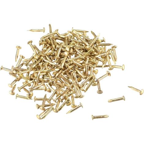 Clou Petit Minuscule Acier Carbone 1X8mm(DxL) pour Bois Bricolage Décoratif Photo Boîte Ménage Accessoire Laiton Ton 200pcs (1/5)
