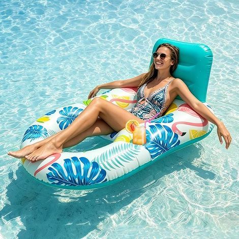 Matelas Piscine Porte Gobelet,125 80cm, Flottante Hamac Gonflable,Bouee Piscine Adulte, Matelas Piscines Adulte,Flotteur Fauteuil Gonflable,Chaise Flottante, Hamac Flottant Piscines (1/5)