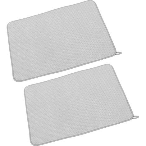 Tapis Absorbant Vaisselle en Fibres Ultra Absorbantes, Lot de 2 Tapis de Séchage à Trois Couches pour Évier, Antidérapant et Facile à Nettoyer (1/5)