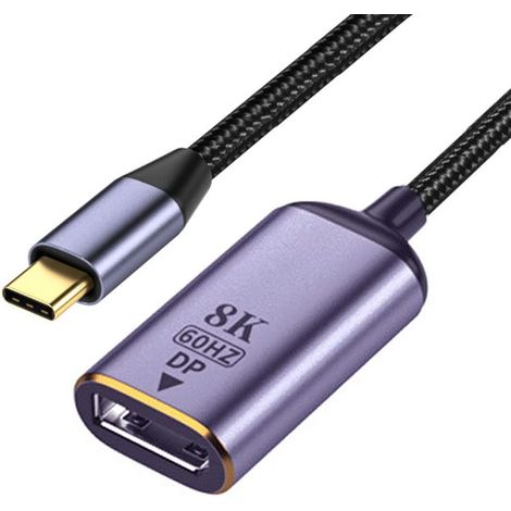 Adaptador CY USB-C a DisplayPort, cable USB 4 Tipo-C a DisplayPort hembra para monitores y pantallas 8K 60Hz UHD 4K. (1/5)