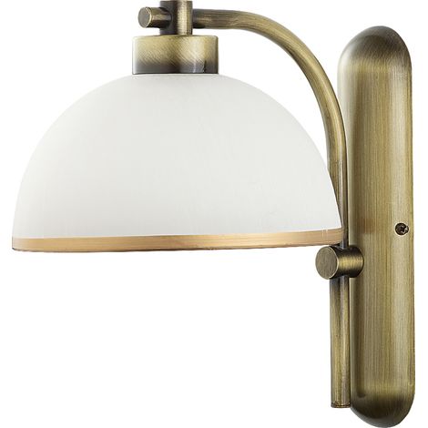 Applique vintage ottone patinato cupola bianca E27 Jupiter