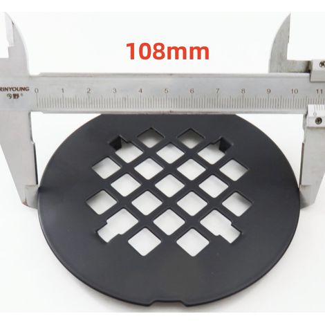 Grille de siphon de sol ronde de 108 mm, filtre à trous carrés, en acier inoxydable, anti-cheveux, pour salle de bain. (1/3)