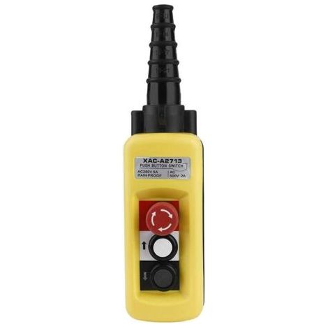 Interrupteur de Commande de Levage de Grue, XAC-A2713 Contrôleur de Levage de Suspension avec Interrupteur à Bouton-poussoir de Grue à Chaîne avec Arrêt d'Urgence (2 Boutons) (1/5)