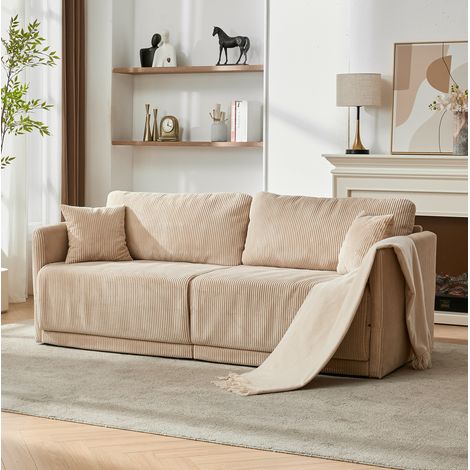 REDOM Schlafsofa 182x88x84 cm, umwandelbar, Cordstoff, beige (1/5)