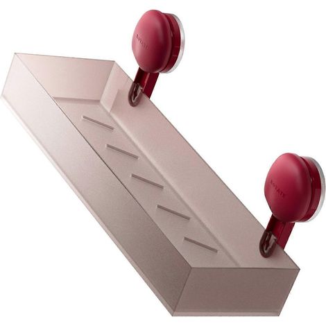 Support mural de salle de bain Finale en plastique durable, résistant à l'humidité, adhésif haute performance, adapté aux petits espaces et aux locataires, rouge givré. (1/3)