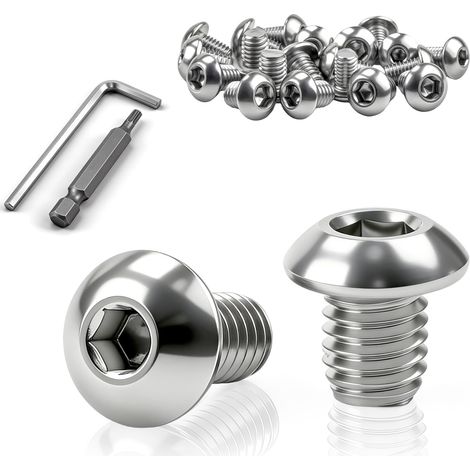 130 Pièces Vis Tete Bombee M4 x 6 mm Vis inox M4 Vis à Tête à Six Pans Creux pour Installation de Meubles (1/5)