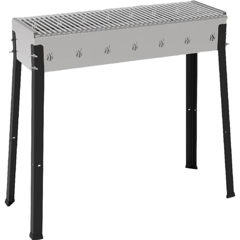 BBQ in Acciaio Braciere Cuoci Arrosticini Kebab Spiedini spilloni pesce carne con Fori di Aerazione Grande Area Cottura 77x28cm per 8-10 Persone Barbecue a Carbonella Qualita' e stile Made in Italy