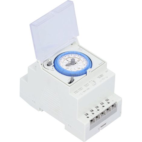 Timer meccanico, interruttore orario elettrico per impieghi gravosi, guida DIN, dimensioni ridotte, adatto per scaldabagni (1/5)