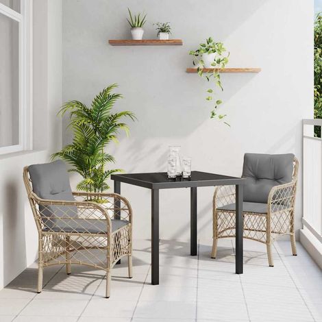 Ensemble de salle à manger pour jardin 3 pcs-Salon de jardin Beige polyrotin 679821 (1/5)