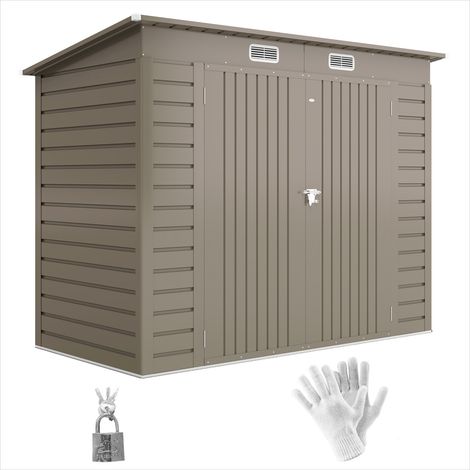 Abri de jardin en acier galvanisé gris clair avec rangement (1/5)