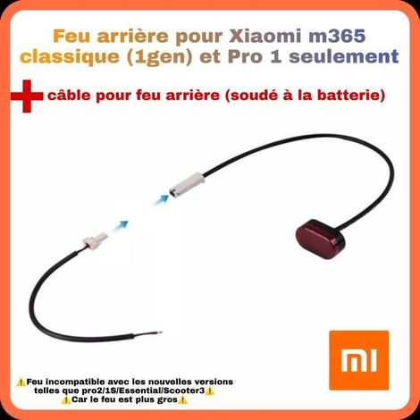 Feu arrière garde boue Xiaomi + Câble de connexion feu arrière pour trottinette électrique xiaomi SEULEMENT (Premiers Modèles M365 (1/3)