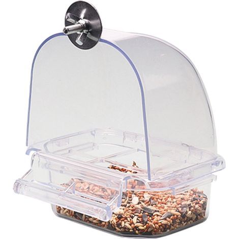 Mangeoire pour perruches, cage pour animaux, distributeur de nourriture en plastique transparent pour oiseaux, cadeau (1/4)
