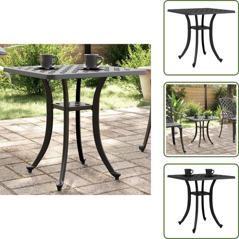 The Living Store Tavolo da Giardino Nero 53x53x53 cm in Alluminio Pressofuso - Alluminio pressofuso
