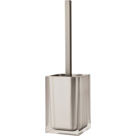 Brosse WC Taupe Claire, Dimensions et Poids : 37,5 x 9,8 x 9,8 cm et 0,855 kg, fabriquée en résine Transparente, Brosse de Toilette Design, fabriquée à la (1/5)