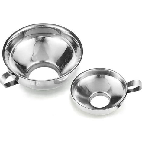 Entonnoir INOX 2 Pièces Entonnoir à Confiture Entonoir Alimentaire Entonnoir Cuisine Entonnoir Cuisine pour Le Transfert Poudre Liquides Haricots et Confitures,2 Tailles (1/4)