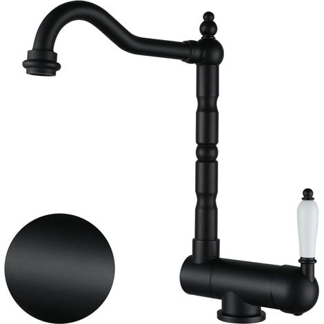 Black Pull Out Kitchen Faucet, Brass Kitchen Tap, Foldable Kitchen Mixer Tap Under Window with 360° Swivel Spout, Pull Out Sink Faucet for Window MUMU (1/4)