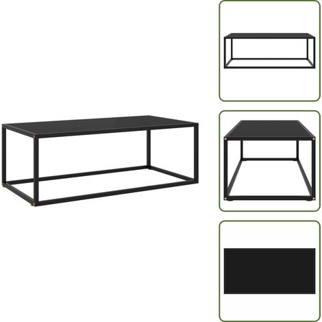 Couchtisch Schwarz mit Schwarzem Glas 100x50x35 cm - Couchtisch - Wohnzimmertisch - Schwarzer Couchtisch - Glastisch - Modernes Sofa (1/5)