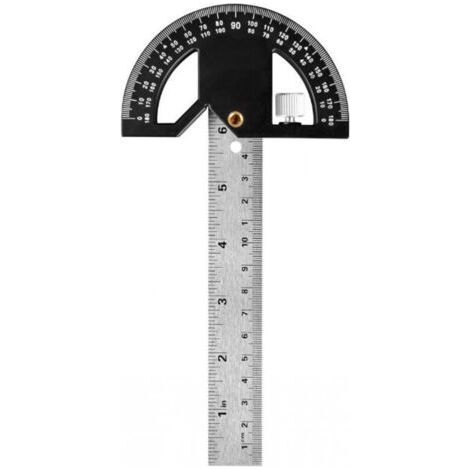 Rapporteur d'angle, Règle de Marquage et Mesures en Menuiserie, Outil de Règle de Menuiserie 304mm Acier Inoxydable, Chercheur d'angle 0-180° pour Peinture Dessin Mesurer-Chrom (1/5)