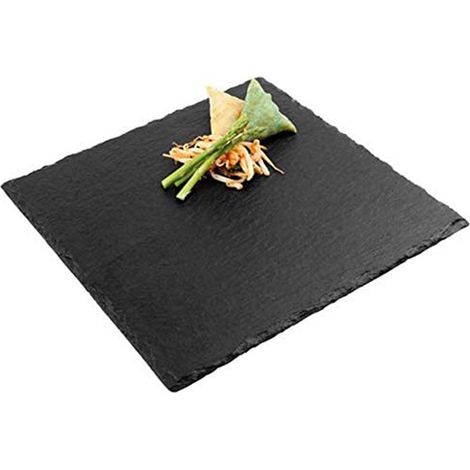 Vassoio da Portata Quadrato in Ardesia Piatto per servire Finger Food Sushi Formaggi Vassoio aperitivo Buffet Cucina Bar Ristorante 25x25cm (1/4)