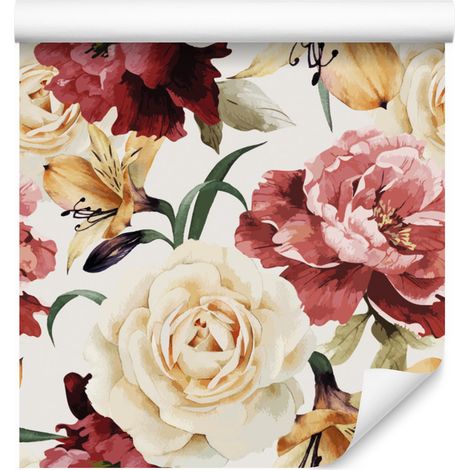 Papier peint fleuri et aquarelle coloré pour salon et chambre 50x1000 cm (1/5)
