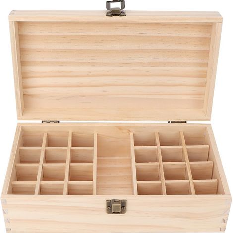 Coffret bois 24 cases multifonction pour huiles essentielles, cosmétiques, vernis à ongles - Range-huil essentielle, idéal cadeau. (1/5)