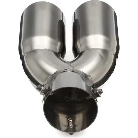 Embout d'échappement universel en acier inoxydable de 76 mm pour voiture, double sortie en Y, chromé, rond, arrière. (1/5)