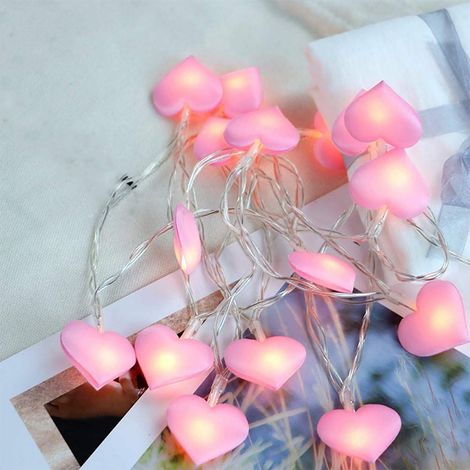 Guirlande Lumineuse En Tissu Forme De Coeur - Fil De Cuivre Flexible - 600 Cm - Lumière Chaude - Pour Décoration Intérieure Et Extérieure (1/4)