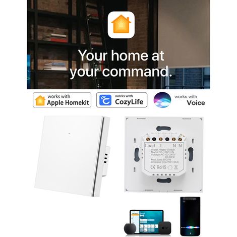 Homekit – interruttore per scaldabagno, caldaia, modalità WiFi, pannello timer illuminato, alta potenza, compatibile con Alexa e Home per il controllo vocale. (1/5)