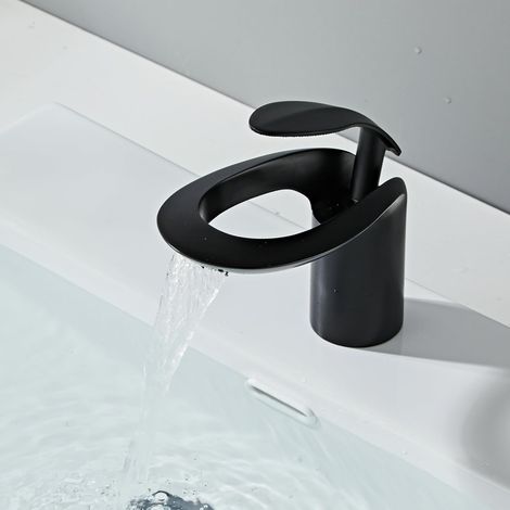 Robinet de salle de bain noir, cascade robinet de lavabo de salle de bain mitigeur de lavabo robinet de lavabo (1/5)