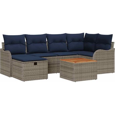 Garden Sofa Set 7 pcs Grey Poly Rattan vidaXL (1/5)