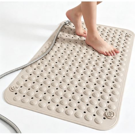 Tapis de douche antidérapant 88 x 58 cm – Ventouses robustes – Massage des pieds – PVC durable pour baignoire et douche (1/5)