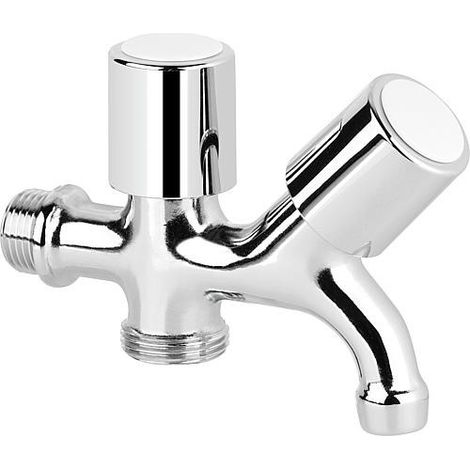 Vanne d ecoulement, double BG pour machine a laver combine 1/2"malex3/4"male, chromé